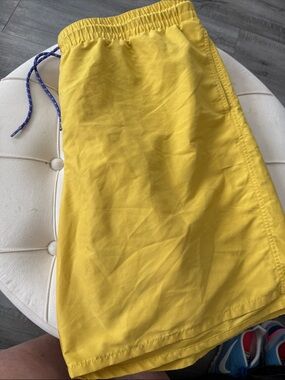 Old Navy Yellow Men’s Swim Trunks with Blue-Red Drawstring